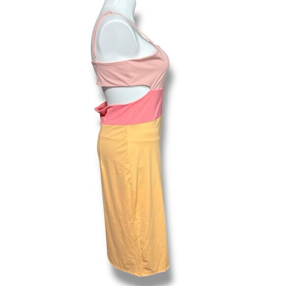 Pink Lily Womens Cutout Bodycon Dress Colorblock Pink Orange Sexy Tube Dress 3XL - Picture 3 of 10